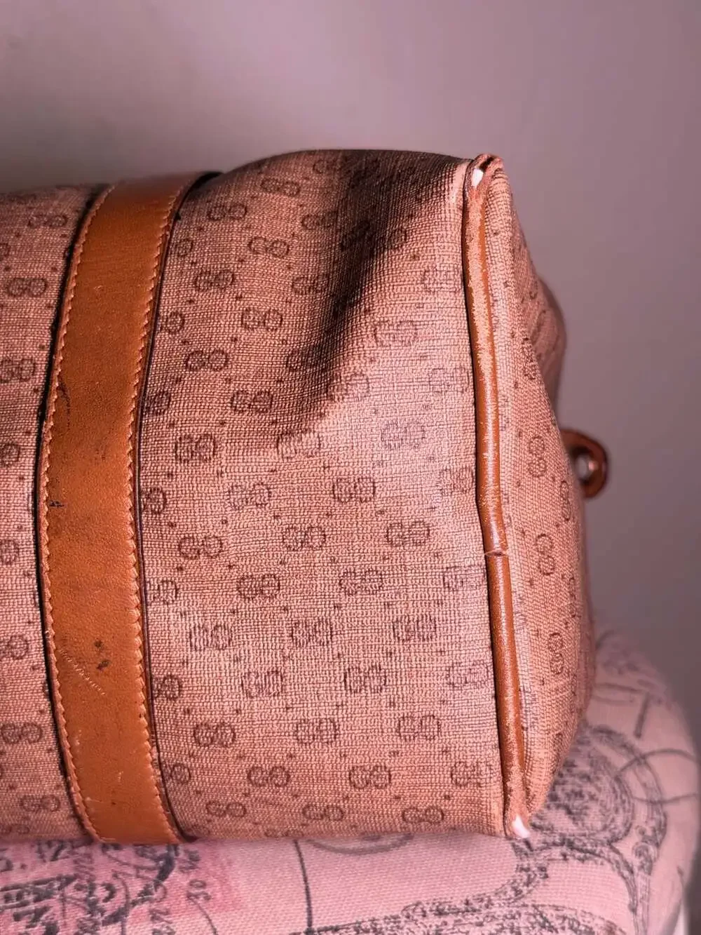 Gucci Vintage Micro GG Supreme Web Stripe Boston Bag